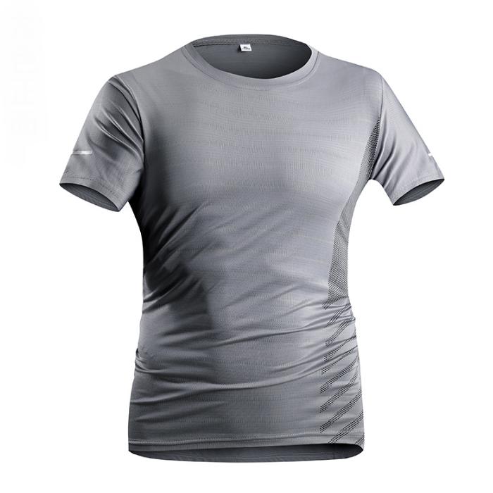 

Быстросохнущая футболка, быстросохнущая футболка с короткими рукавами Ice Silk, летняя футболка с короткими рукавами и круглым вырезом, спортивная футболка с короткими рукавами L серый
