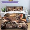 3pcs Flower Crowned Fawn Quilt Cover Set (1 Quilt Cover + 2 Pillowcases Without Pillow Core)