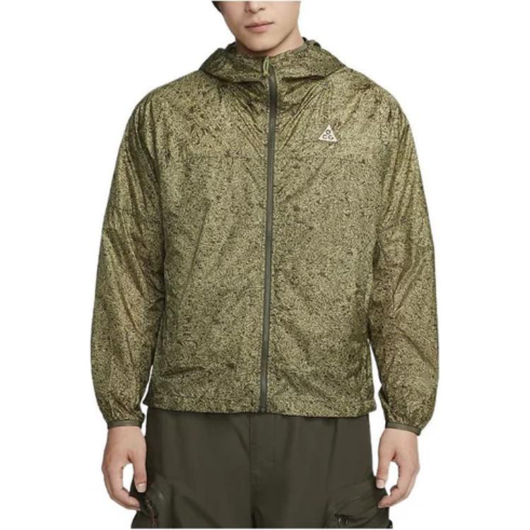 Nike Casual Camouflage Print Long Sleeve Jacket Men Outerwear Khaki DO6269-334