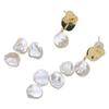 Keshi petals natural freshwater irregular shaped baroque broken silver pearl earrings French stud earrings