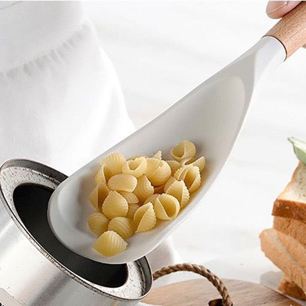 2Pcs Wood Handle Silicone Salad Spatula Japanese Style Rice Spoon Cooking Shovel Complementary Food