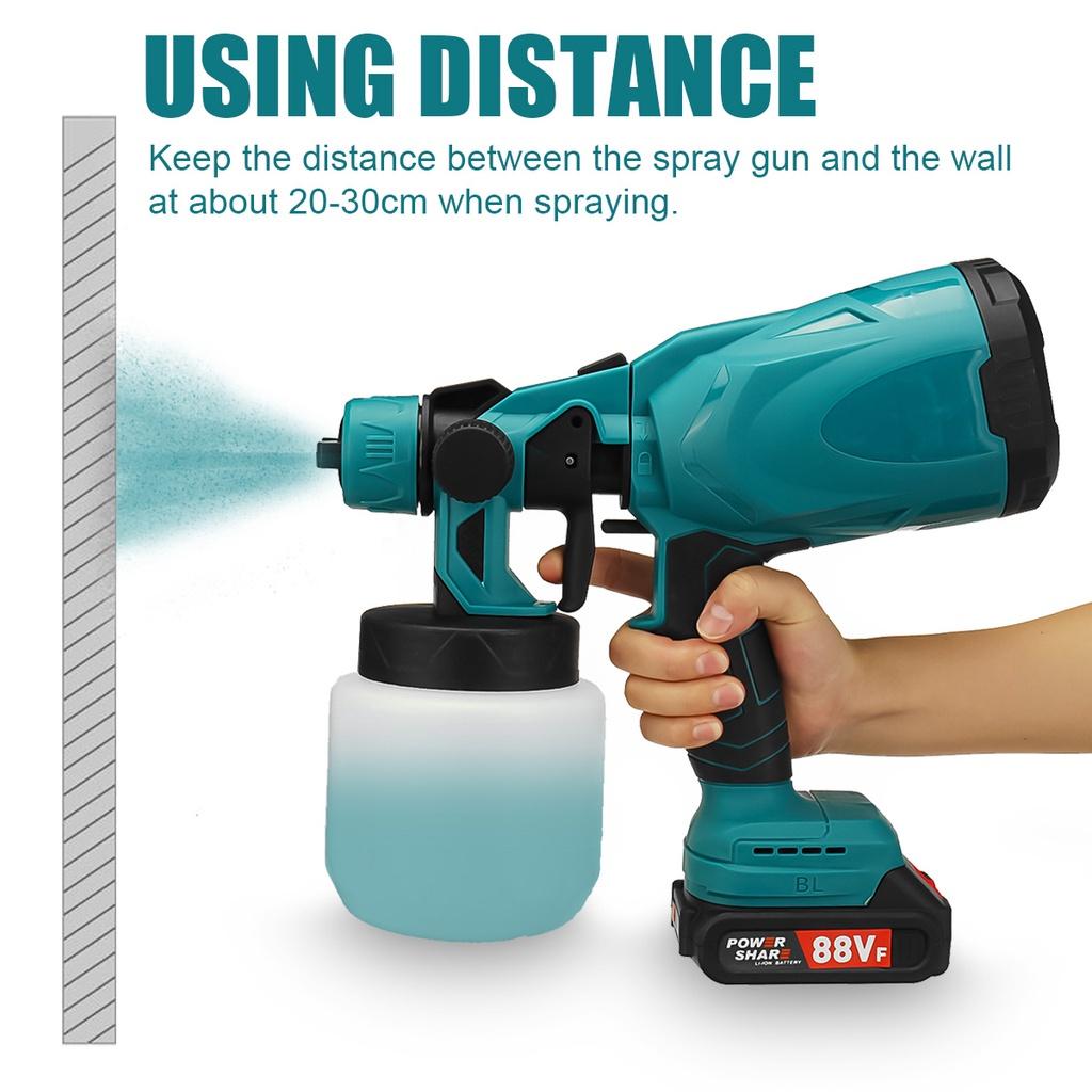 1000W 800ML Cordless Electric Spray Guns with 3Nozzle Flow Control Airbrush High Power Paint Sprayer For 18V Battery