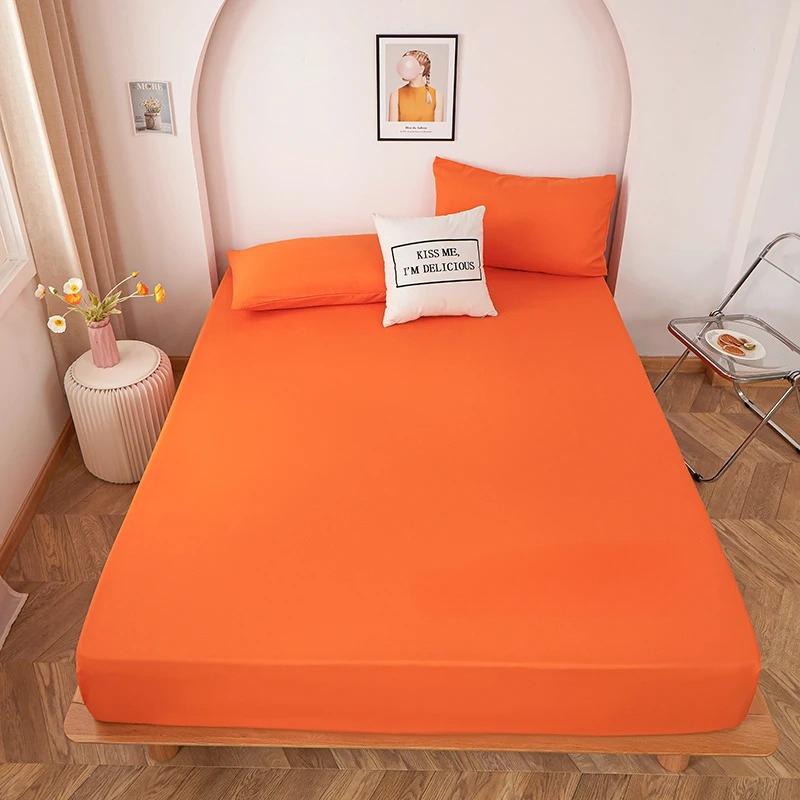 1 Piece of Solid Color Bed Sheet for Bedroom 100%Polyeste Elastic Band Around Bedding Fitted Sheet Only (excluding Pillowcases)