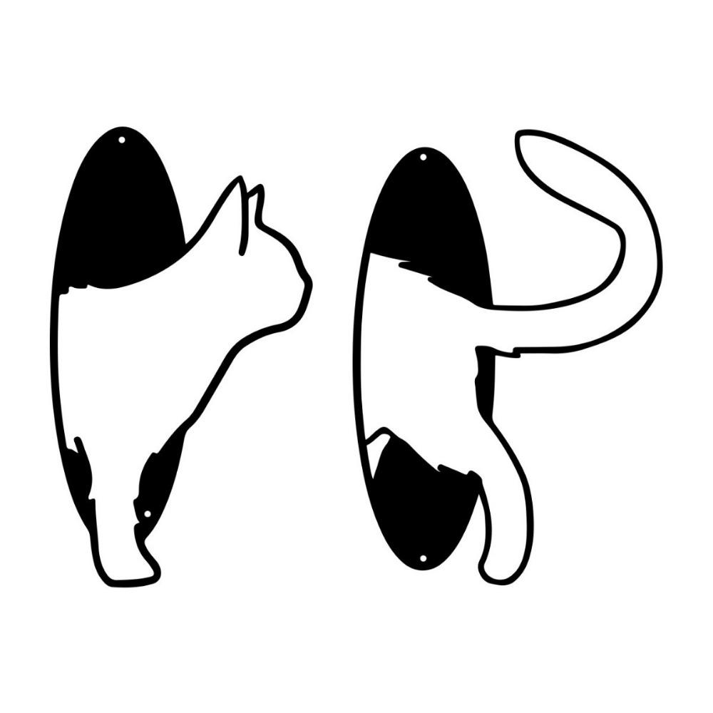 

2 шт./набор Подвесной кулон в виде черного кота, Железное искусство, Кот, Настенные украшения, Металлические настенные украшения, Спальня 2Pcs/set