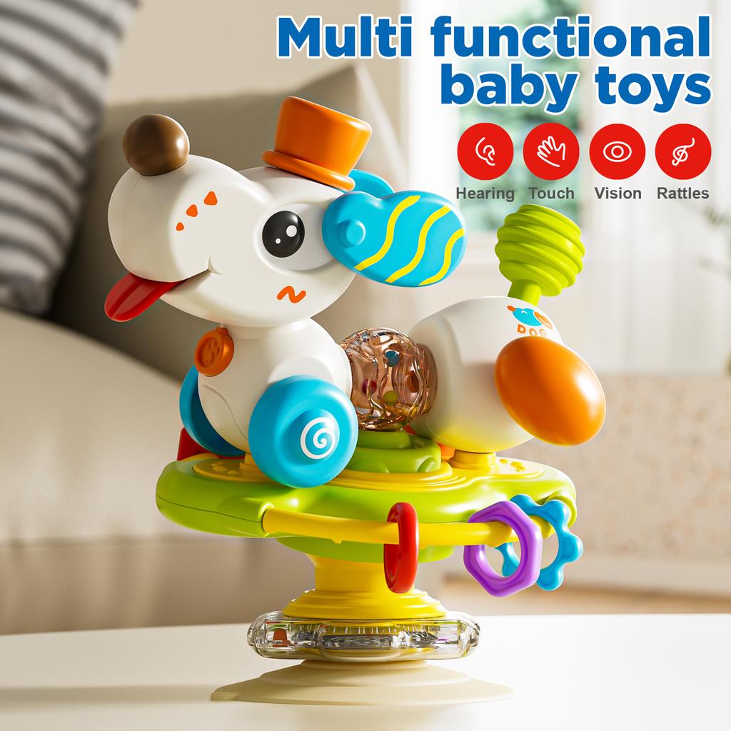 Baby Montessori Spielzeug Multifunktionales Kleiner Hund Lenkrad Saugnapf Drehend Interaktiv Kinder Lernspiel Spielzeug Geschenke