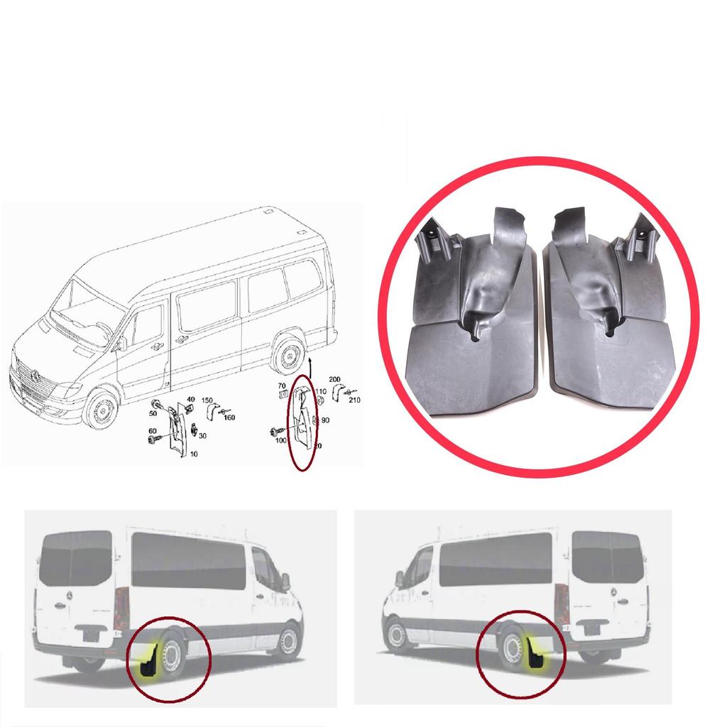 ESP1222 Rear Left Right Mud Flap Splash Guard for Mercedes Sprinter 906 NCV3 VW Crafter MK1 2006-2017 9068820204 9068820304