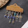 Retro long earrings, Tibetan silver tassel women's bohemian high-end metal vacation earrings set