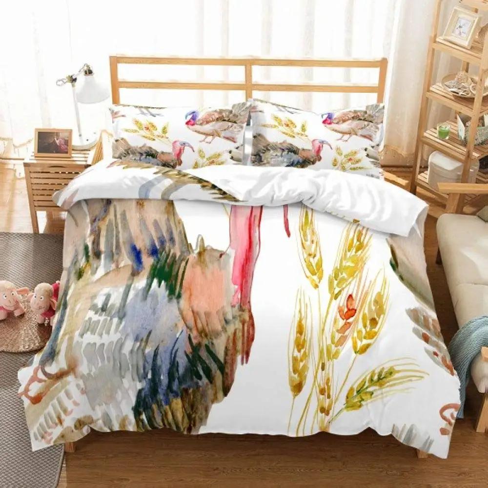 Chicken Duvet Cover King Queen Size Watercolor Rooster Bedding Set for Kids Teens Adults Farm Animal Polyester Comforter Cover