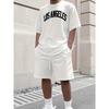 2026 New Men's Athletic Set Los Angeles Print Short-Sleeve T-Shirt Casual Athletic Set Streetwear Shorts Two-Piece Men's Set