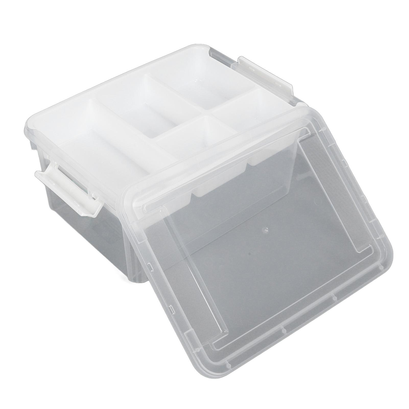 

16L Plastic Storage Box Sturdy PP Clr Latching Box with Removable Tray for Toys Organization