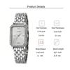Fashion Set with Diamond Small Square Plate Women's Quartz Watch Bracelet Set of 2 for Holiday Anniversary Gifts