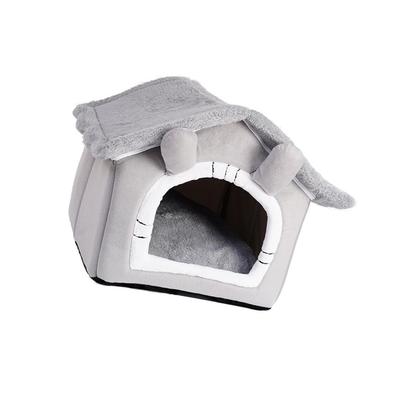 Plush Cat Cave Bed Cute Dog Villa Kitten Puppy Cat Tent Bed with Soft Cushion