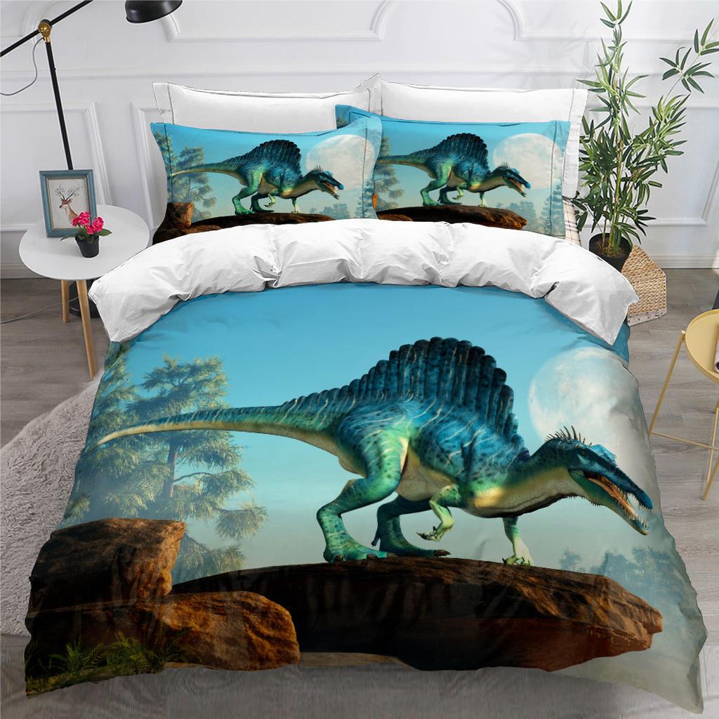 3D Dinosaur Bedding Animal Down Duvet Cover Pillowcase 2/3pc Comfort Cover Boys Men Single Bed Double Bed Luxury Home Textile Gift