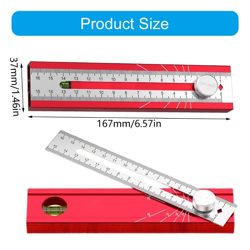 Multifunctional Foldable Angle Ruler Adjustable Positioning Scribing Protractor Marking Depth Measurement Tool Woodwork