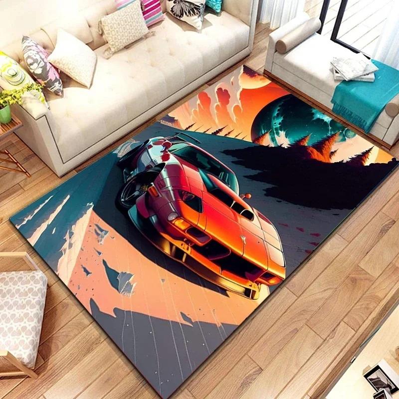 Racing Car Pattern Artwork Rug Bedroom Living Room Cool F1 Carpet for Kitchen Floor Mats Home Decor Non-Slip Floor Pad Mat