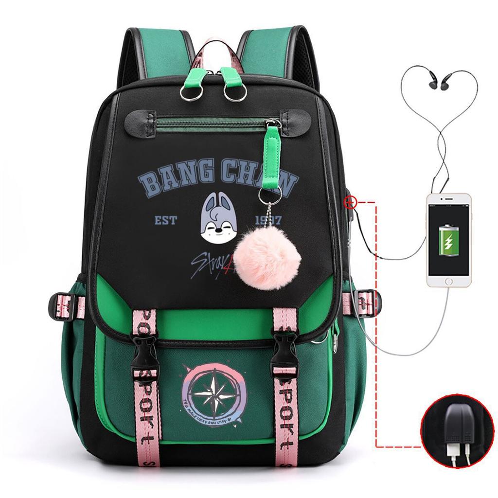 Zaino capiente con tracolla; set astuccio a tre pezzi per studenti
