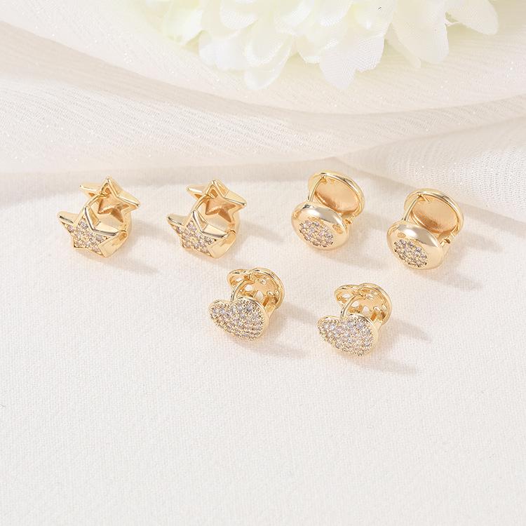 

Fashion 14K 3D Peach Heart & Star Ear Cuffs