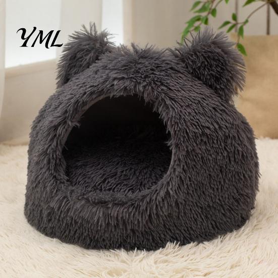 Warm Enclosed Hideaway for Indoor Cats Plush Cat Cave Bed, Hideaway, Fluffy Cozy Soft Pet Tent Burrow Bed Small Dogs Comfortable Nap Mat
