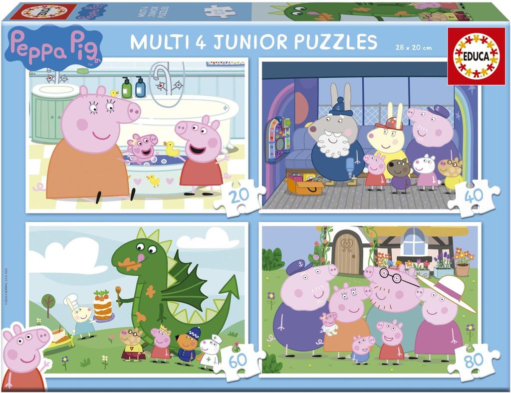 Puzzle Multi 4 Junior - EDUCA - Peppa Pig - 20+40+60+80 pieces