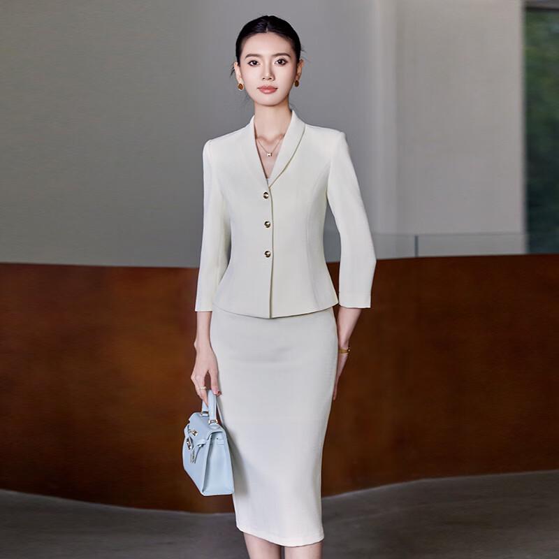 Ensemble tailleur court et jupe style français pour femme