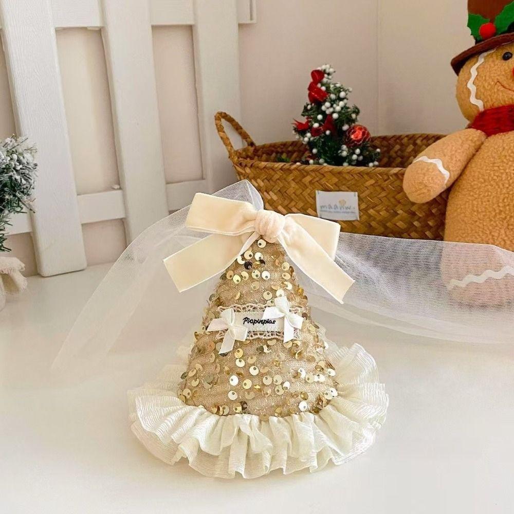 Velvet Birthday Crown Mesh Sequined Hat Lovely Bow Hair Clip  Children's