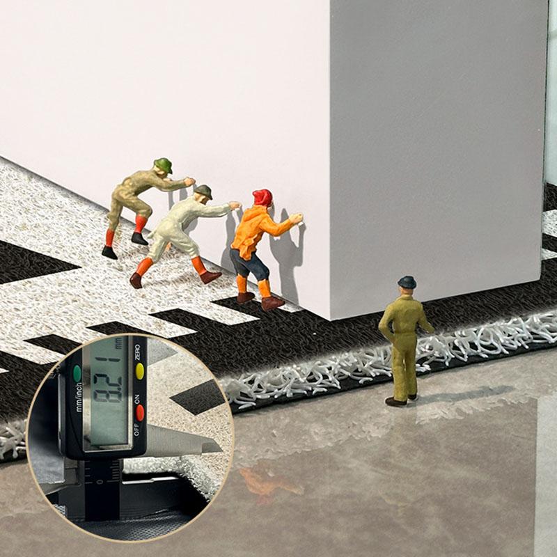 Pvc Geometric Pattern Entrance Mat Simple Black and White Dust Removal Floor Carpet Anti-Skid Wear-Resistant Foot Rug for Porch