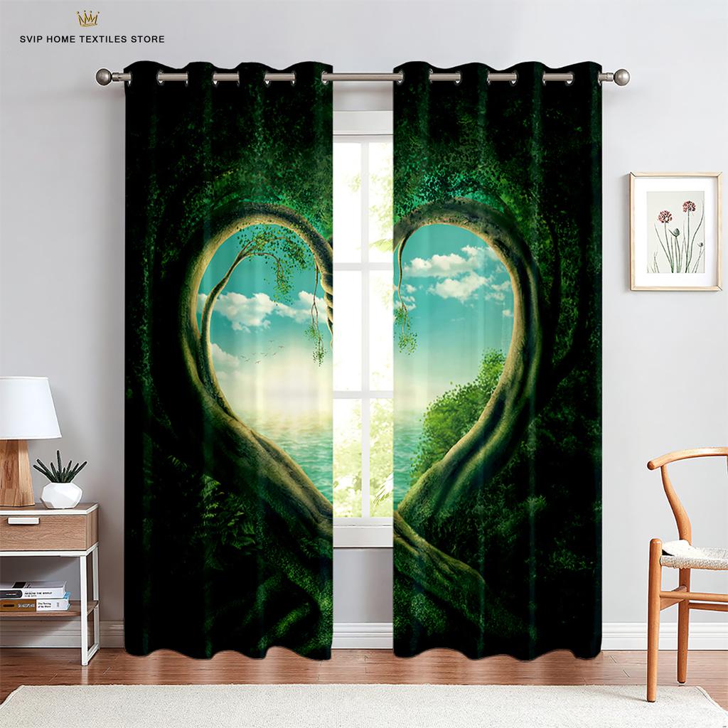 Forest Waterfall Curtains, Natural Landscape Drapes, Mountain Stream, Living Room, Bedroom Decor
