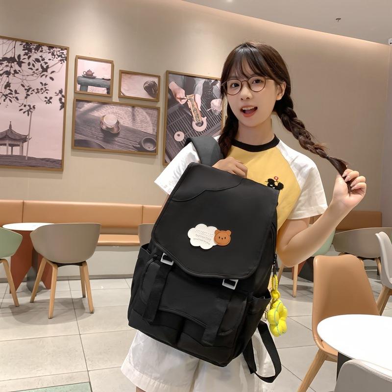 New Japanese large-capacity high school schoolbag female cute sweet contrasting color primary and secondary school students lightweight backpack