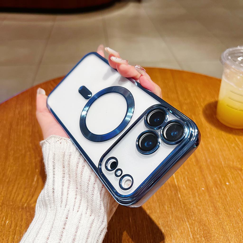 Luxury for Magsafe Plating Soft Silicone Case for iPhone 17 Air 16 15 14 13 12 Pro Max 11 Plus Magnetic Camera Protective Cover