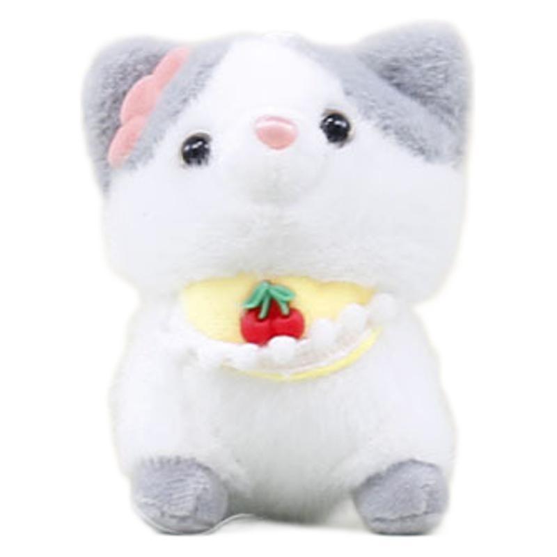 Soft Grey And Khaki Shiba Inu Plush Toy Pendant Cute Dog Keychain For Kids