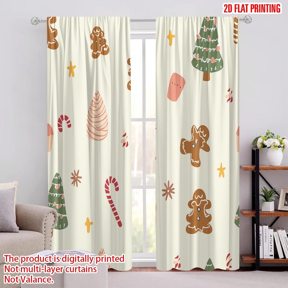 

2pcs,2D plane printing Curtains Christmas Trees Gingerbread Candies SnowGlobe (2) 100% Polyester (without rod) Outdoor 52.50 × 116.00 cm 2 pcs