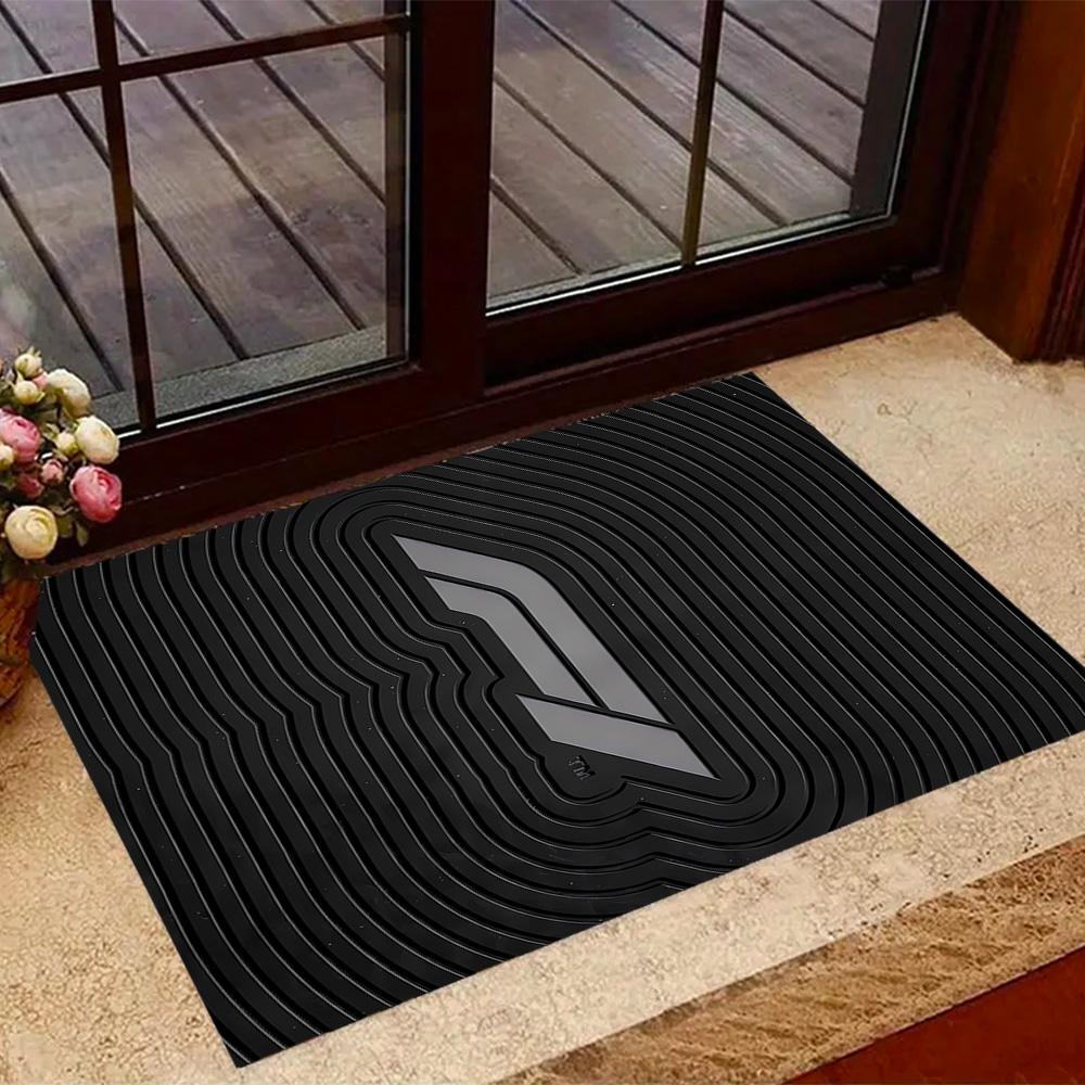 Kräftiges weißes Logo Design Fußmatte Geeignet für Außenbereiche Eingangsbereiche Esszimmer Spielzimmer Rutschfester Teppich Büros dekorieren Perfektes Geschenk für Frauen/Männer