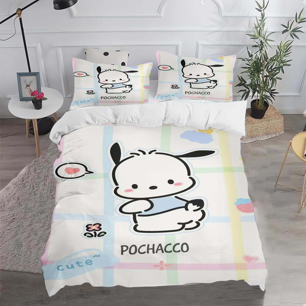 Pochacco Sanrio Quilt Cover Cartoon Puppy Anime Duvet Printed Comforter 100% Polyester Bedding Twin Size Children Gift