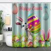 Easter Rabbit Waterproof And Mildew-Proof Polyester Bathroom Shower Curtain Shower Curtain Partition Curtain Free Of Punching