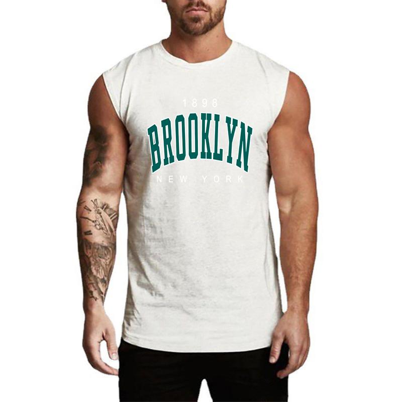 Muscleguys Sports Tank Top Men's Cotton Spring and Summer Thin Seamless Waistcoat Casual Sleeveless Wide Shoulder T-shirt