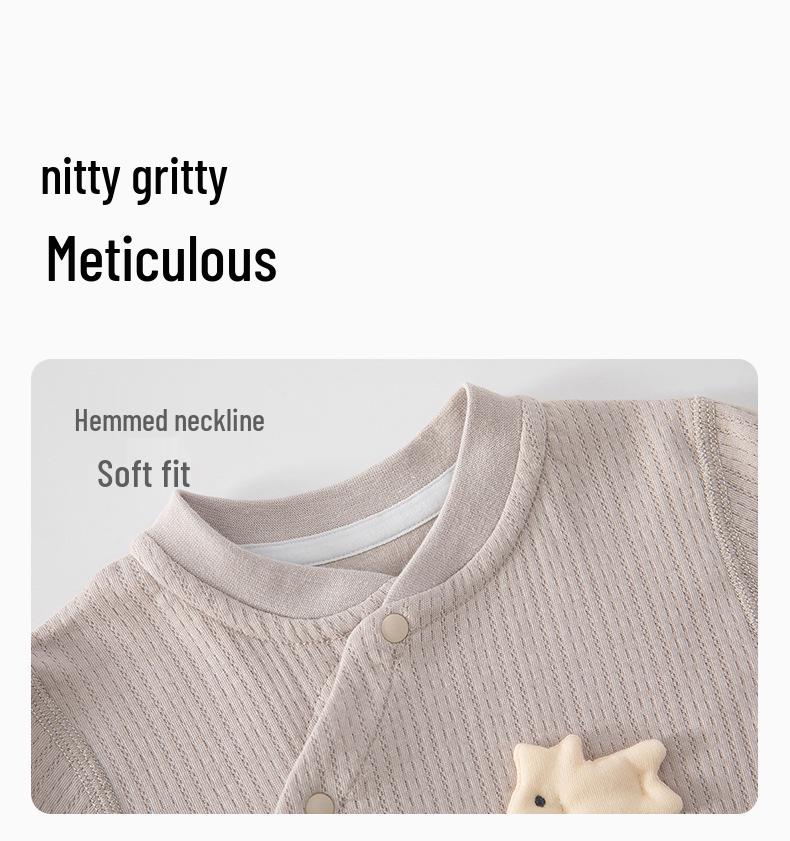 Newborn High-Waist Belly Protection Cotton Two-Piece Set for Boys and Girls - Autumn Home Wear Top and Bottoms