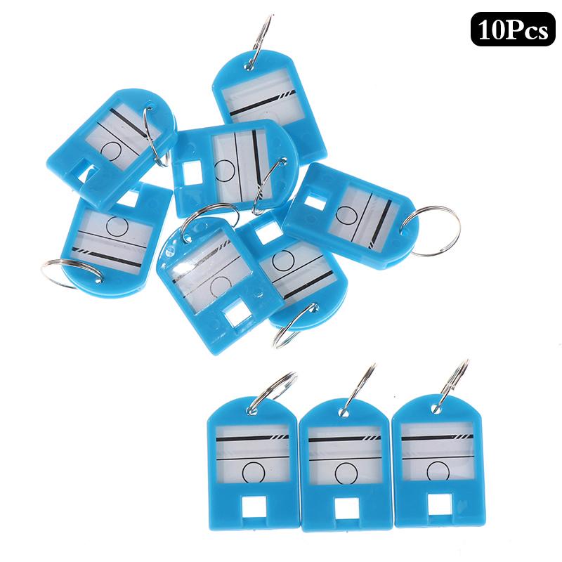10Pcs Colorful Keychain Key Tag Label ID Name Room Address TEL Number Marker Key Tag Baggage Tag With Split Ring небесно-голубой