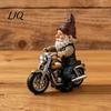 Decorative Gnome Figurine Riding Retro Motorcycle Figurine, Motorbike Dwarf Resin Statue Outdoor Sculpture Sculpture, Ornament for Home Office