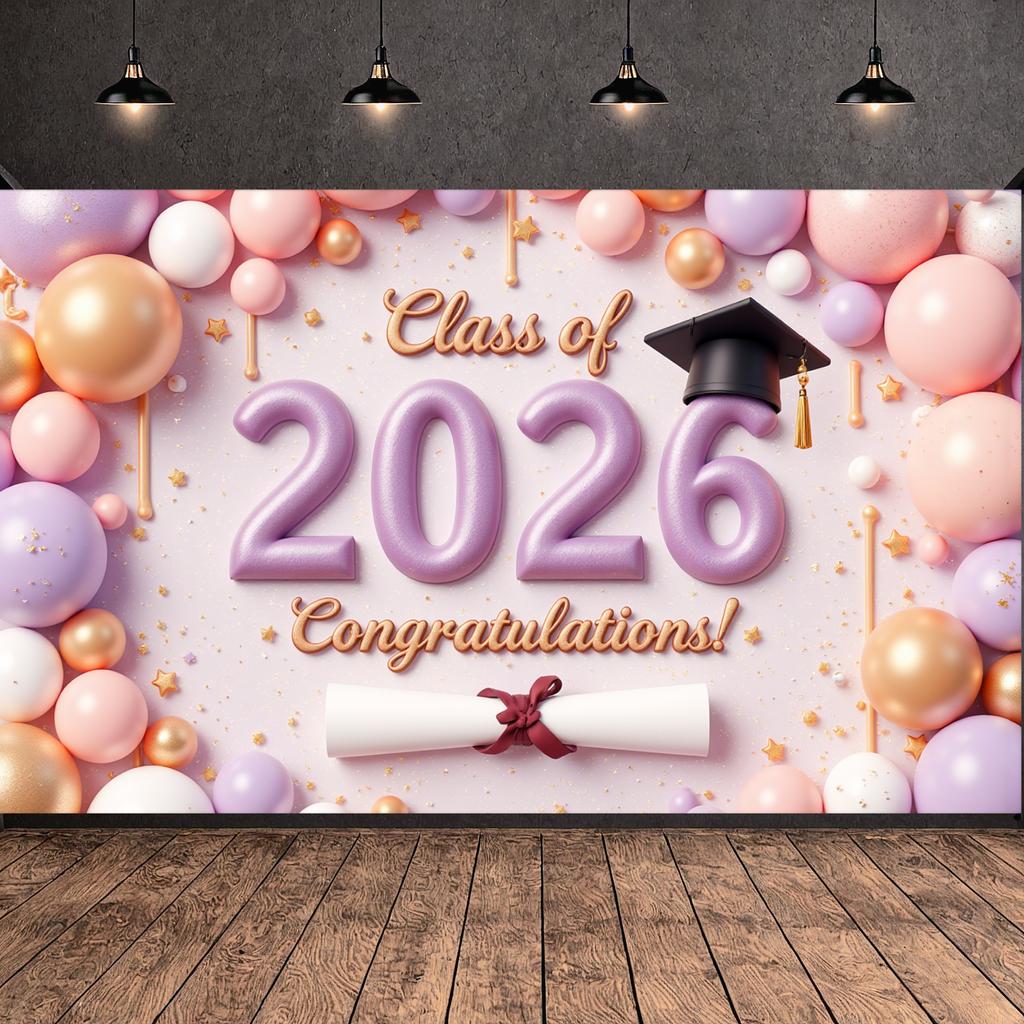 Graduation Event Display Pink Glitter 2026 Class Backdrop Class Of 2026 Display Class Of 2026 Grad Celebration Background
