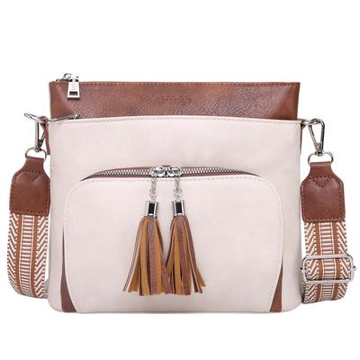 HiChiclife Women's 2-Way Shoulder Bag, Crossbody Tote Bag, Adjustable Length, Lightweight, Thick Shoulder Strap, Tassel Detail, Popular and Cute,