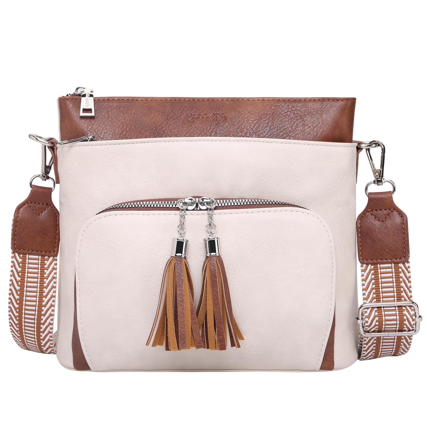 

HiChiclife Women s 2-Way Shoulder Bag, Crossbody Tote Bag, Adjustable Length, Lightweight, Thick Shoulder Strap, Tassel Detail, Popular and Cute,