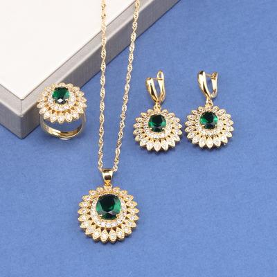 Neue Mode Kleid Schmuck&Accessoires Vergoldete Zirkon Brautsets Zirkonringe/Anhänger/Ring Halskette für Frauen Geschenk