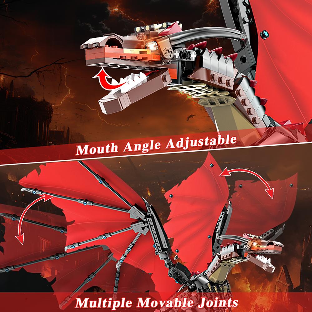 Non-Toxic 1018Pcs Classic Movie Toys Fire Dragon Building Block Sets Animals Models Figurine For Kids Toys Gift Set Oranment