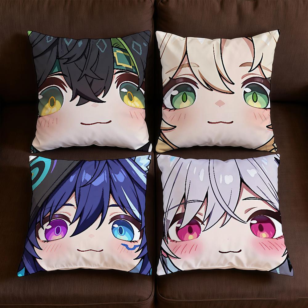 Face Impact Cushion Cover Soft Case Genshin Sofa Living Game Room Home Comfortable Office Decor Protective Q Cute Pillow