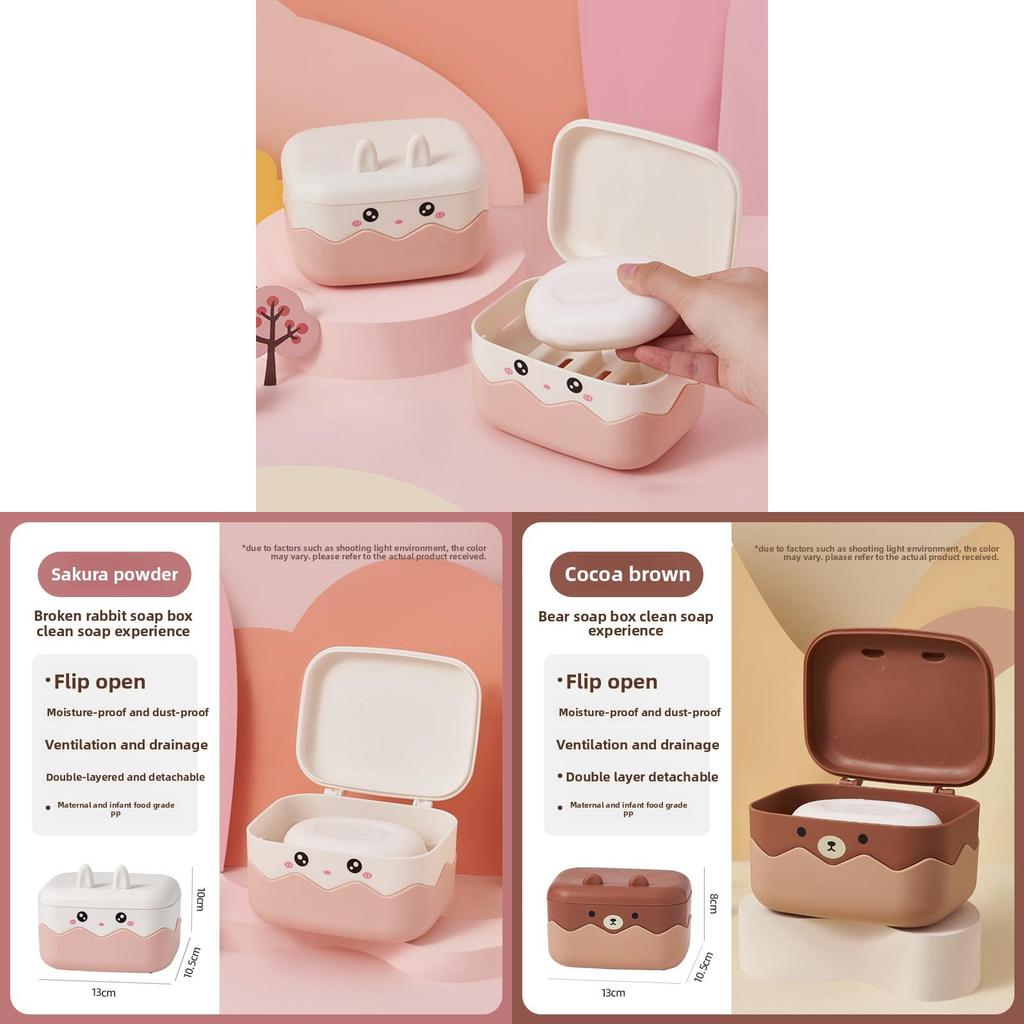 Creative Rabbit Soap Container With Double Layer Waterproof Travel Soap Holder For Bathroom Or Travel