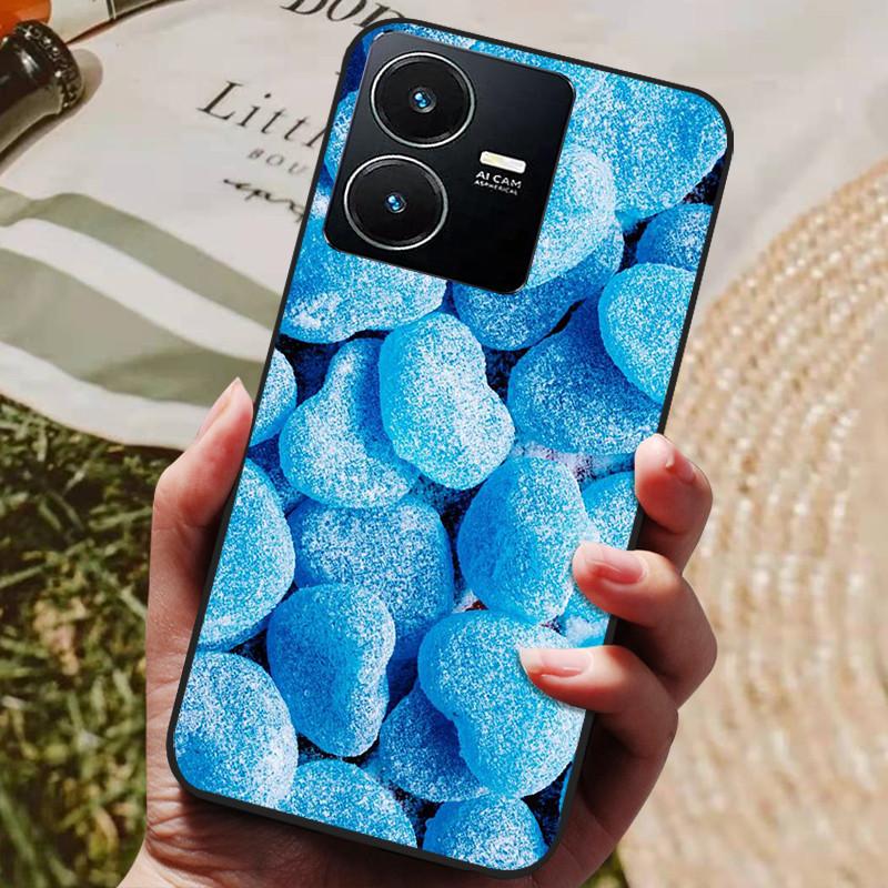 Für Vivo Y22 Hülle Weiches Silikon Stoßfeste Handyhülle für Vivo Y22 Y22s Y 22 s Hüllen Y 22 2022 Schwarzer Bumper Schutzhüllen