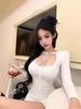 Spring 2026 Korean Yujie Style Black Lace-up Mesh Top Base Layer