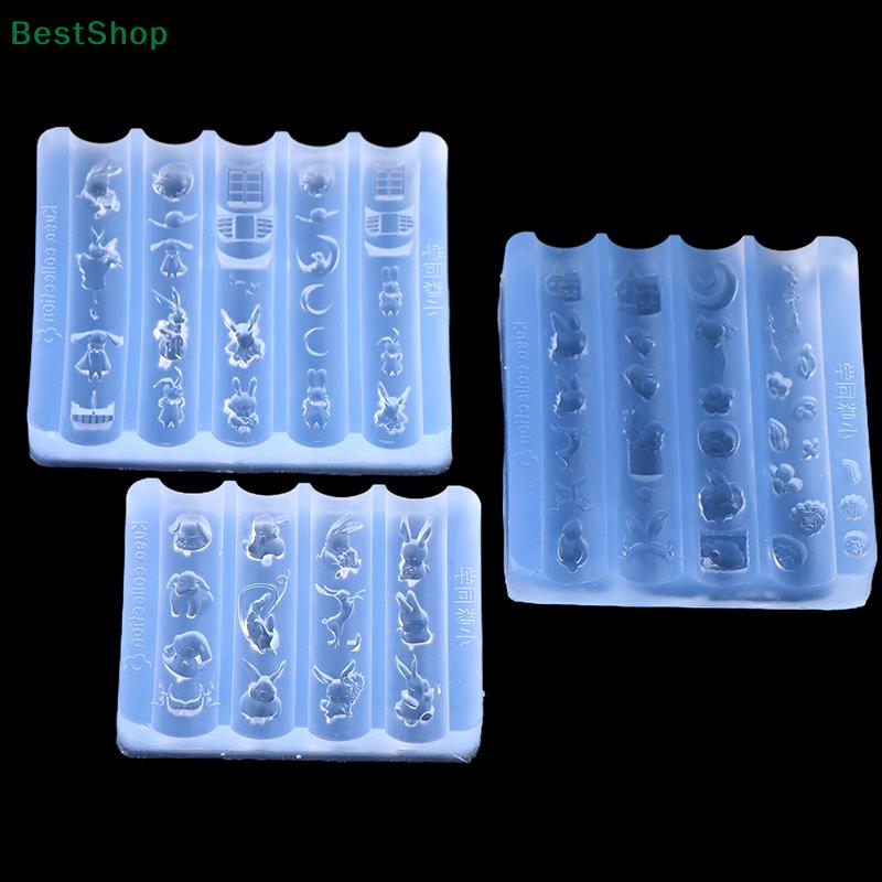 3D Silicone Nail Art Mold Relief Rabbit Paradise Moon Castle Design Transparent Manicure Template