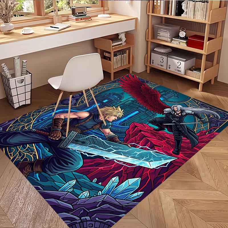Final Fantasy Print Rug, Washable Floor Carpet, For Entryway Dorm Laundry Room Office Study, Home Decor Birthday Christmas Gift