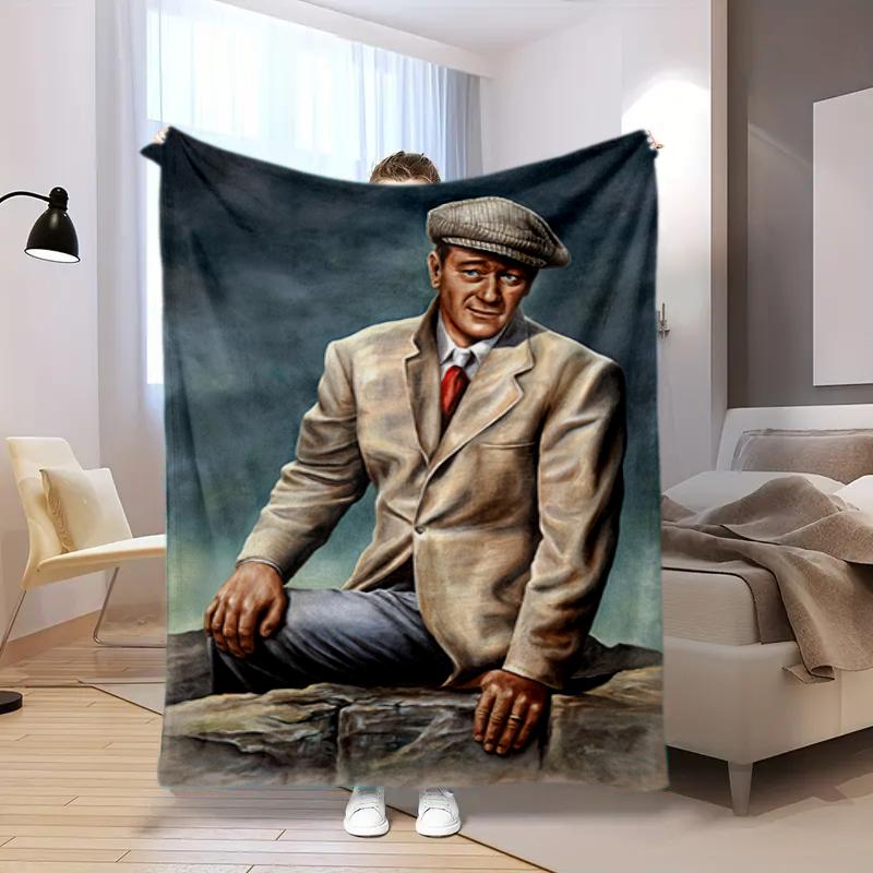 1 coperta stampata John Wayne, leggera per tutte le stagioni, per ufficio in casa, pisolino all'aperto, coperta multifunzionale